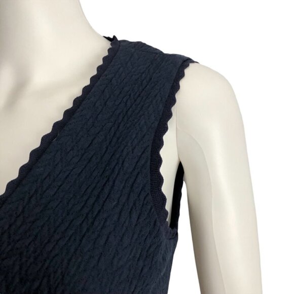 NWT Rebecca Taylor Navy Sleeveless Textured Chevron Dress 2 - Picture 4 of 7